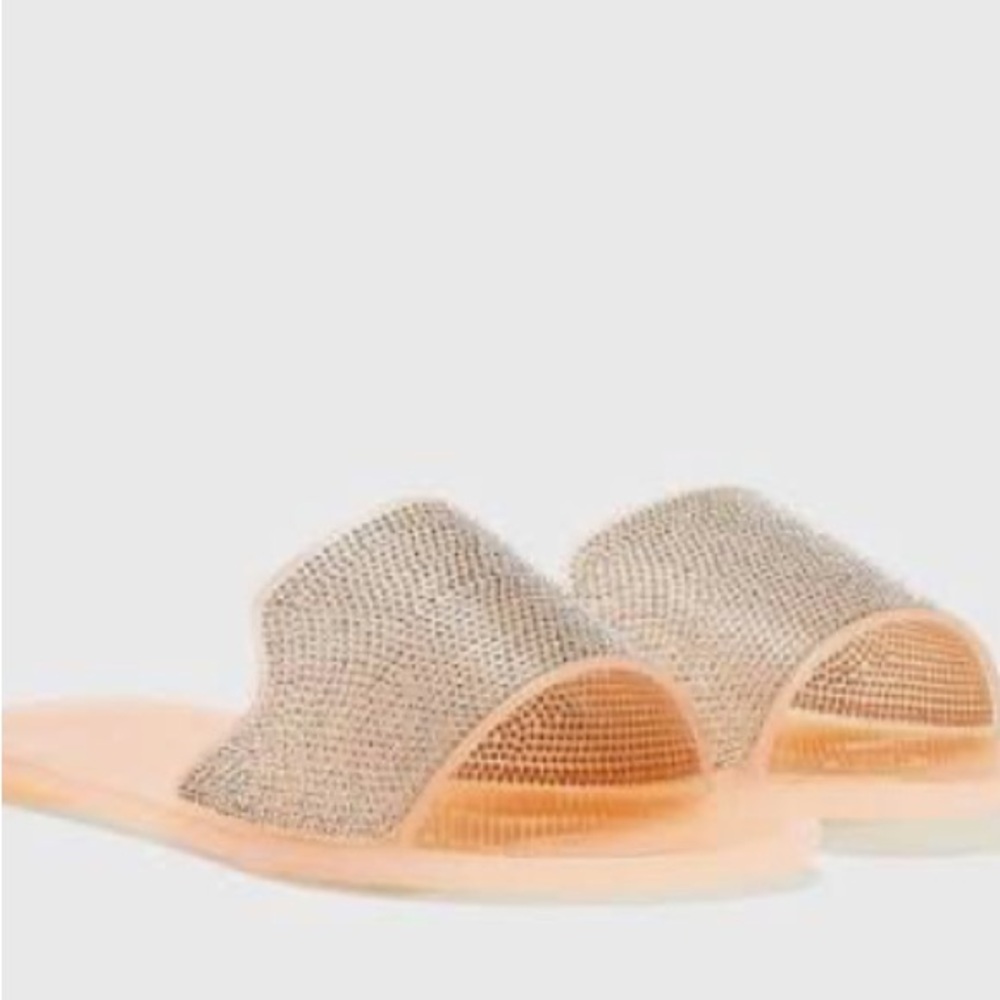 Nude Sequin Flat Sandals